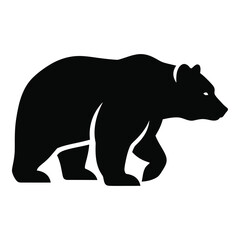 Majestic black bear silhouette walking forward wildlife symbol icon silhouette