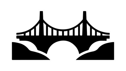 Suspension Bridge Silhouette Vector Illustration