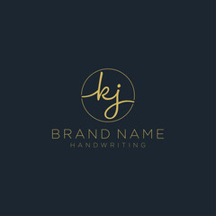 K J Initial handwriting logo template