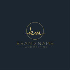 Obraz premium K M Initial handwriting logo template