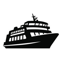 Obraz premium Silhouette of a large passenger ferry boat cruising on the water silhouette