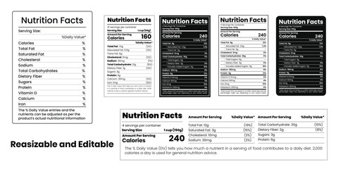 Fototapeta premium Nutrition facts, nutrition label, food label, nutrition template, nutrition facts template, nutrition facts design, nutrition panel