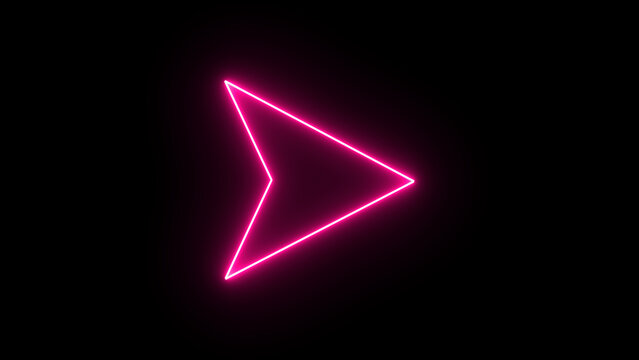 A vibrant pink neon arrow points to the right, indicating forward movement, direction, or a play button in a digital context