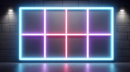 Fototapeta premium Digital network connect abstract background with glow in cyberpunk style ai grid hot pink and electric blue