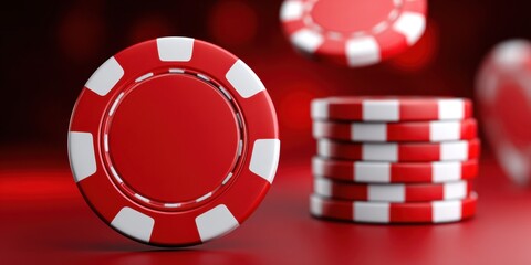 Red chips stacked high in an abstract space creating a rich background perfect for inviting text