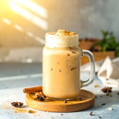 Iced spiced tea in a mason jar