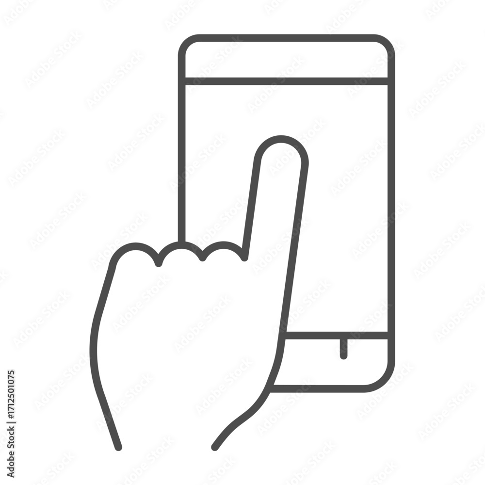 Aufkleber smartphone touching with finger thin line icon, using digital device concept, touchscreen mobile pho