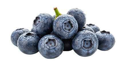 Isolated Blueberries in a Cluster Freshly Washed with Droplets for Healthy Eating Lifestyle
