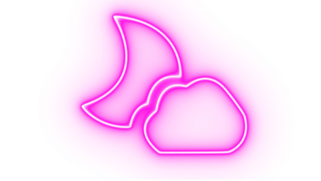 Pink neon crescent moon and cloud icon isolated on transparent background - Powered by Adobe