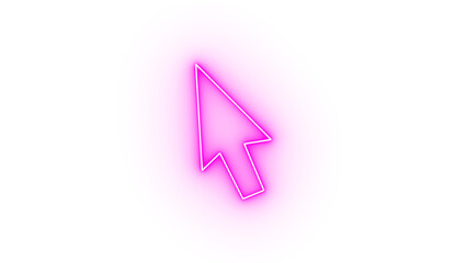 Pink neon computer mouse cursor icon isolated on transparent background