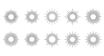 Collection of diverse sunburst starburst graphic elements for design
