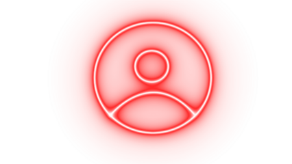 Red neon outline of a person icon isolated on transparent background