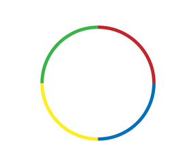Abstract Circle Vector with Four Color Segments in Red, Green, Yellow and Blue. Perfect for Infographics, Charts, Logos and Modern Design Projects.