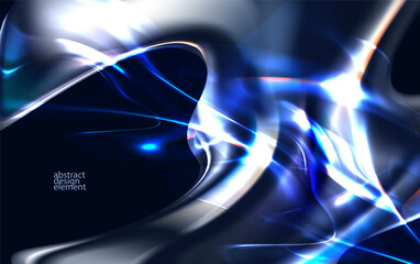 Abstract glass background. Vector liquid shape with transparency and glow.