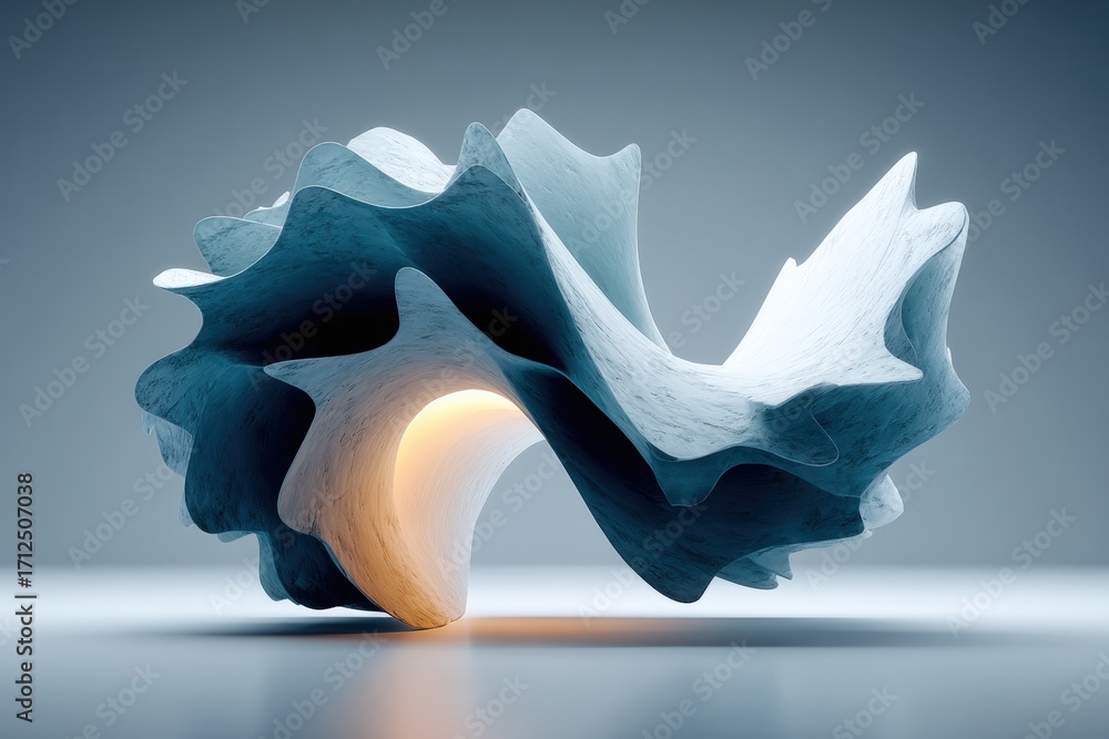 Poster dynamic convergence of sculptural form showcasing intricate design