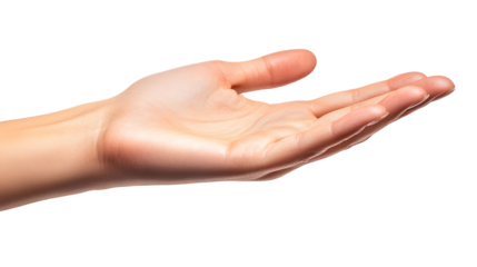 Open Hand Gesture Offering or Receiving Isolated on Plain Background for Product Placement and Presentation