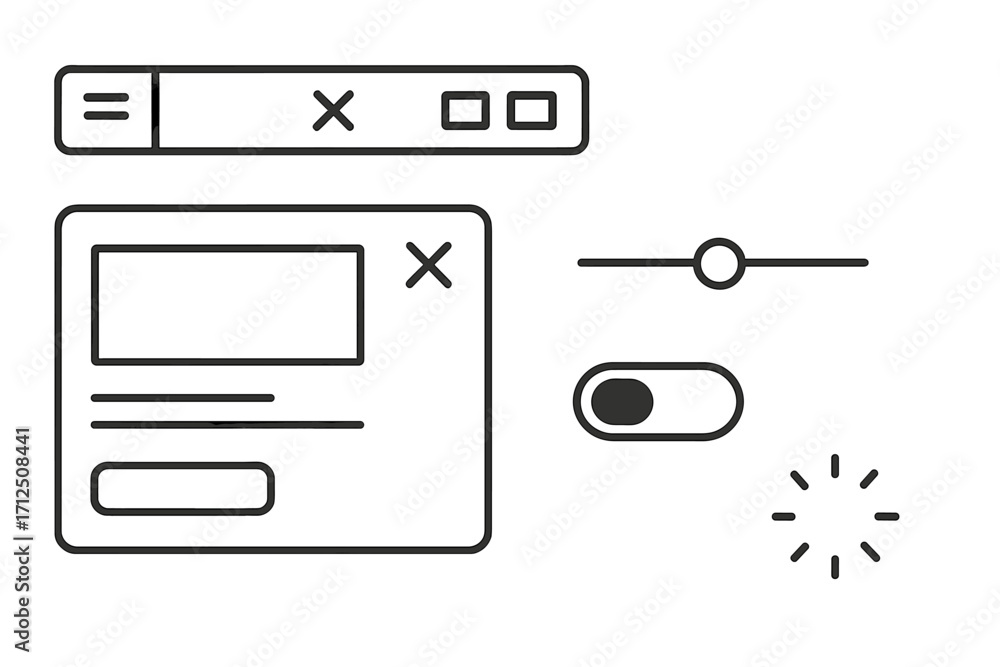 Poster design elements for user interface including buttons, sliders, and switch indicators for web applica
