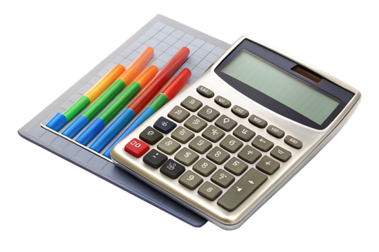 Calculator and Colored Pens on Graph Paper stationery