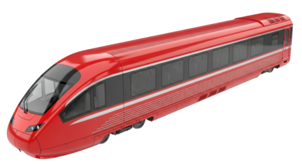 Isolated Red Train Carriages Front View Depicting Public Transportation and Modern Commuting