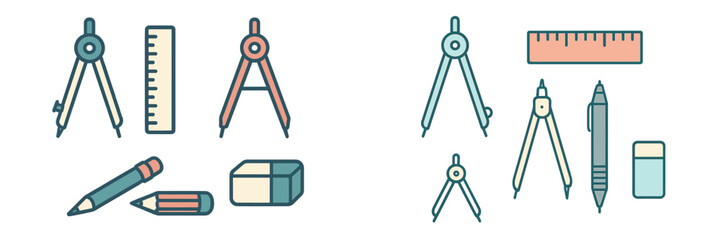 Essential drawing tools arranged for creative projects in a bright workspace
