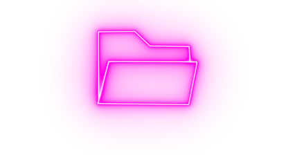 Pink neon folder icon isolated on transparent background