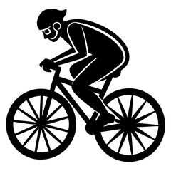 Obraz premium Silhouette Cyclist on Curved Road for Sports and Adventure