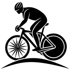 Obraz premium Silhouette Cyclist on Curved Road for Sports and Adventure
