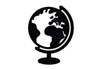 Globe icon earth symbol for web design. World map silhouette. Planet sign. Global travel business. International communication concept. Geography education pictogram logo.