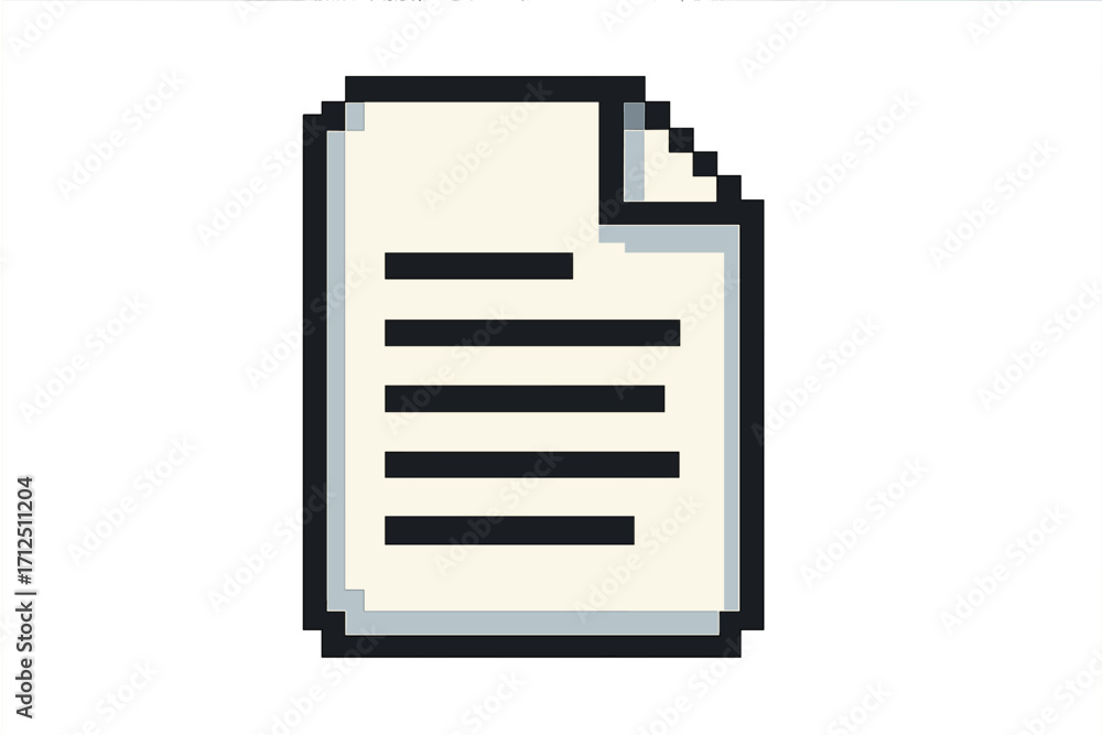 Poster pixel art document icon. 8-bit file symbol for retro gaming ui. vintage digital paper page for web d