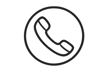 Obraz premium Phone icon, simple telephone receiver symbol. Line art for contact us button. Vector illustration for communication, support, and customer service concepts. Call center pictogram.
