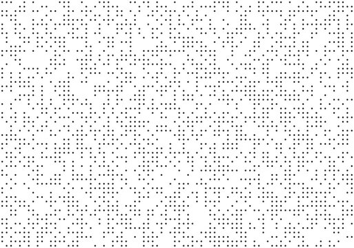 Abstract pattern of scattered dots creating a digital or data-like texture on a white background.