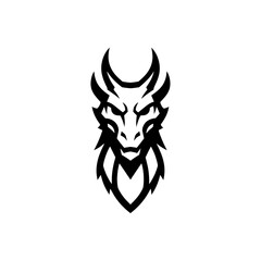Fototapeta premium Tribal Dragon Head Tattoo Design Black and White
