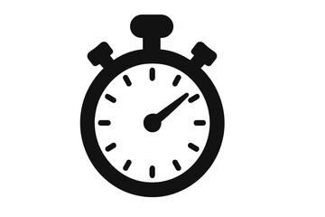 Obraz premium Stopwatch timer icon for measuring time. Simple chronometer symbol for speed, deadline, and countdown. Flat vector illustration of a race clock. Sport competition concept.