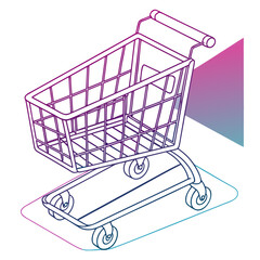 Shopping cart illustration with a modern gradient background © Mahdi