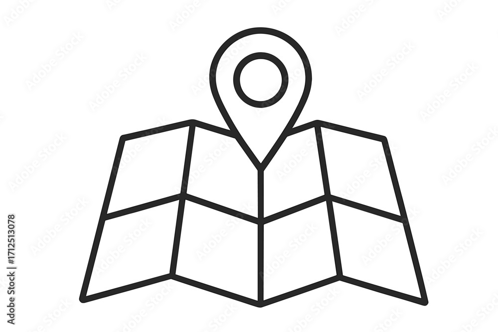 Aufkleber map with pin icon. location mark symbol. navigation, destination, and travel concept. gps pointer on