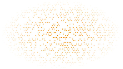Abstract shimmering golden dots forming a dynamic pattern on a white background