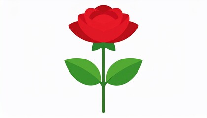 Vibrant Red Rose Illustration Depicting a Natural Bloom on a Clean White Background