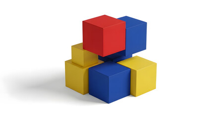 Obraz premium Abstract arrangement of colorful building blocks on a white background