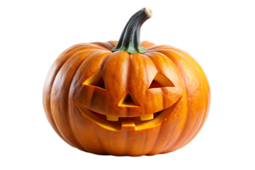 Carved Halloween Pumpkin Jack-o'-lantern on Black Background