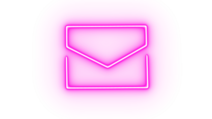 Pink neon envelope icon isolated on transparent background