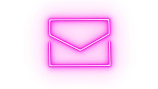 Pink neon envelope icon isolated on transparent background
