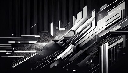 a black and white abstract background with a digital glitch effect