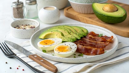 low carb keto breakfast with eggs avocado