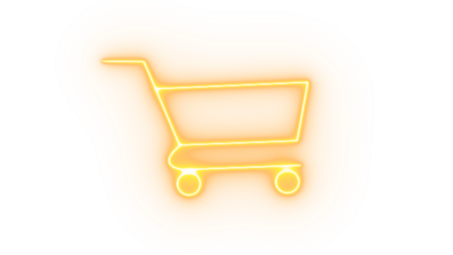Neon shopping cart icon isolated on transparent background