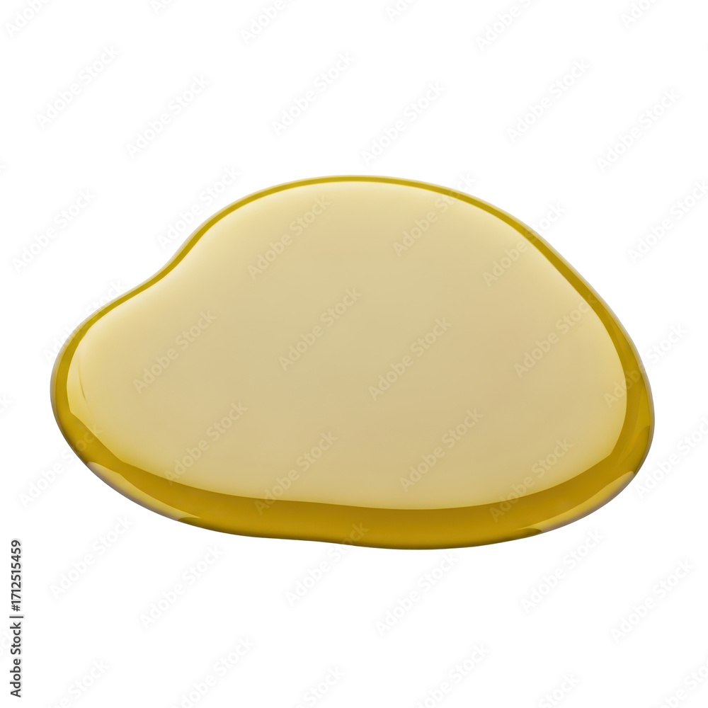 Poster golden liquid puddle exhibiting viscous properties and a smooth reflective surface with rounded