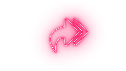 A bright pink neon share icon with an arrow, isolated on transparent background