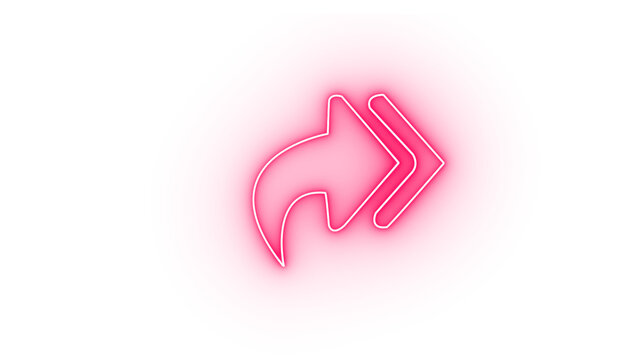 A bright pink neon share icon with an arrow, isolated on transparent background