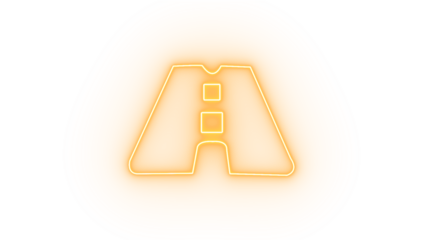 Yellow neon road icon isolated on transparent background, symbolizing travel and direction