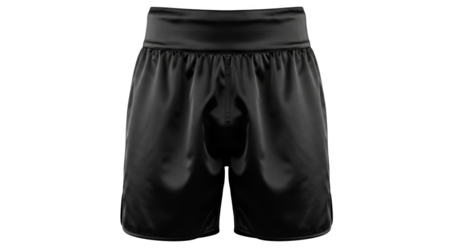 Black Satin Boxing Shorts Mockup Back View