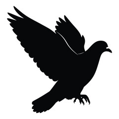 Silhouette of a dove in flight with wings spread open symbolizing peace freedom hope silhouette